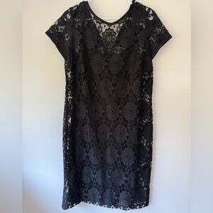 Nine West Black Floral Lace Midi Dress
